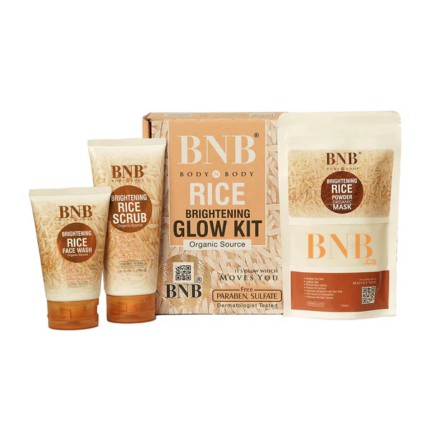 BNB Rice Extract Bright & Glow Kit ( Rice Face Wash + Rice Scrub + Rice Mask )